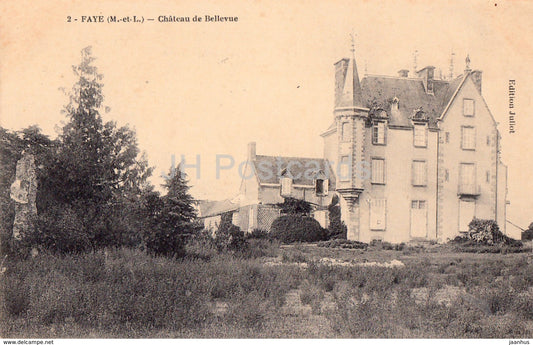 Faye - Chateau de Bellevue - castle - 2 - 1916 - old postcard - France - used - JH Postcards