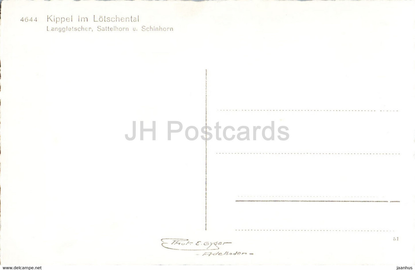 Kippel im Lotschental - Langgletscher Sattelhorn Schinhorn - 4644 - old postcard - Switzerland - unused