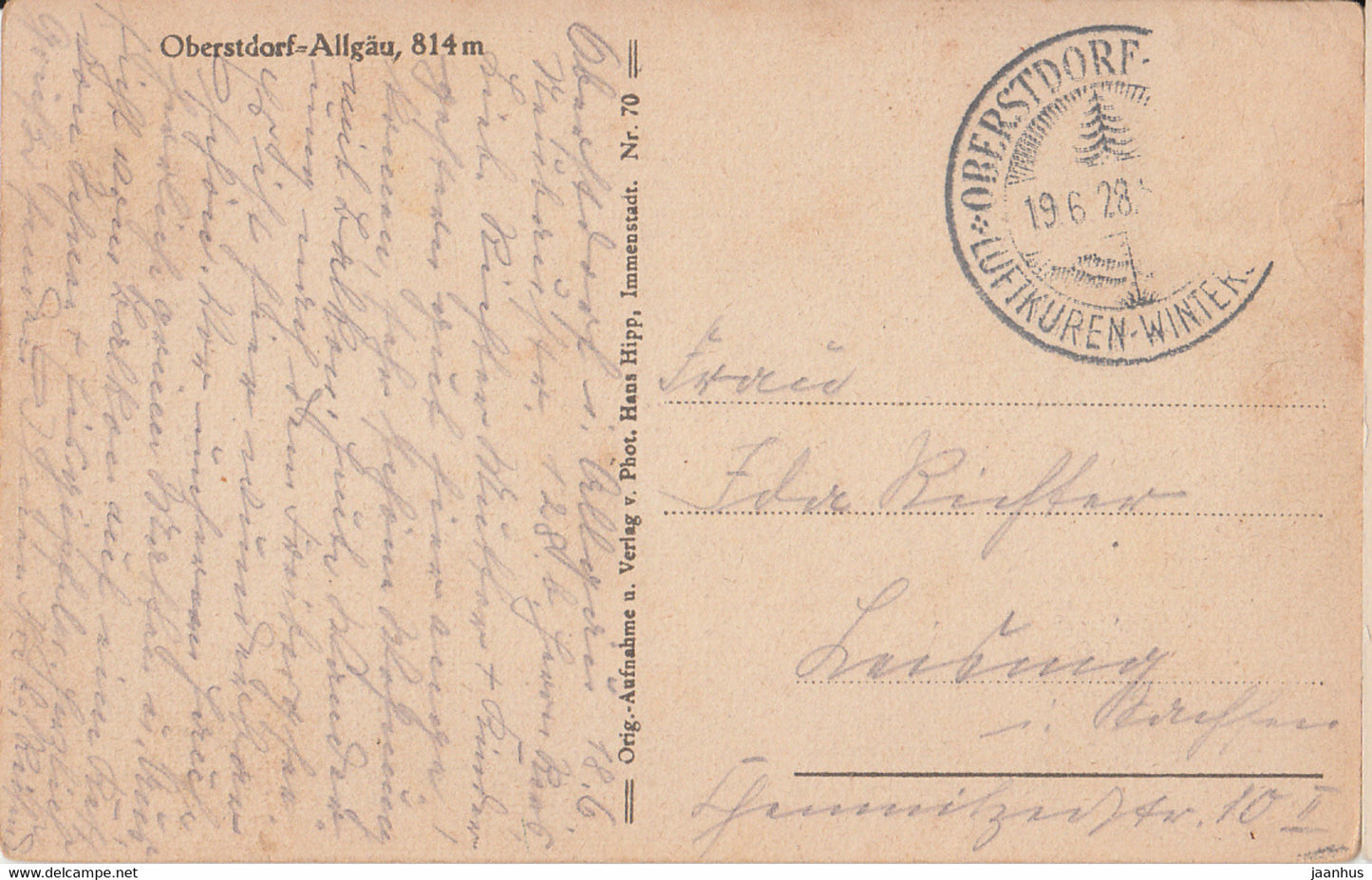 Oberstdorf Allgau 814 m - old postcard - 70 - 1928 - Germany - used