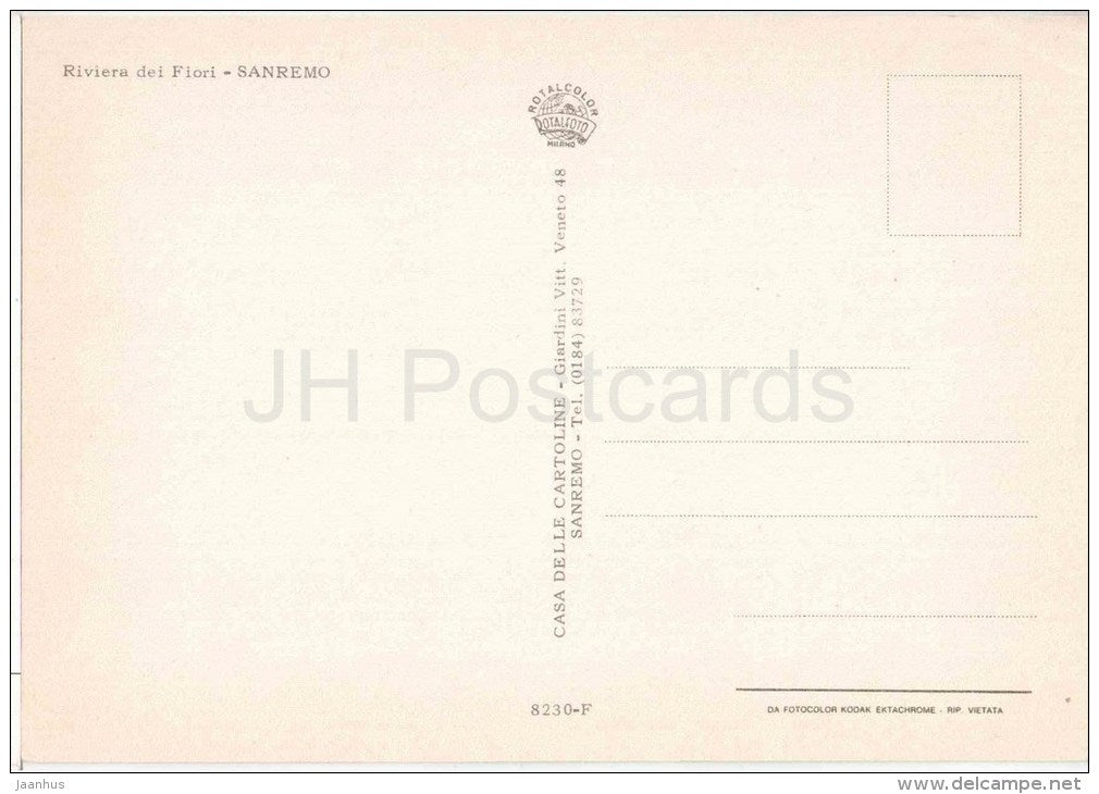 spiaggia - beach - Riviera dei Fiori - San Remo - Liguria - 8230-F - Italia - Italy - unused - JH Postcards