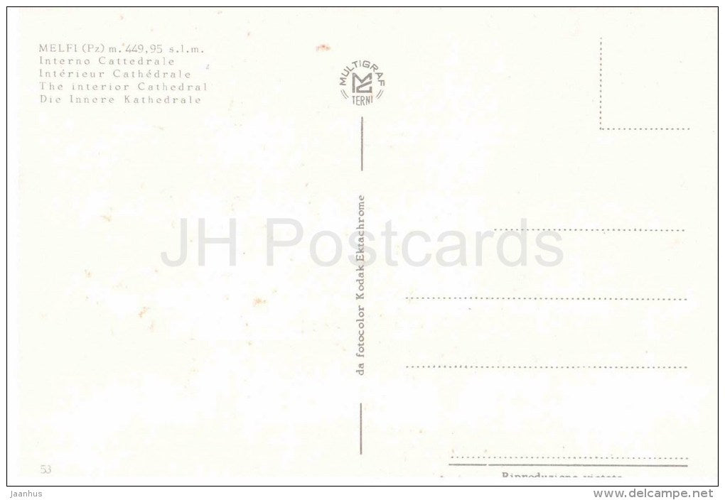Interno Cattedrale - interior cathedra - Melfi - 53 - Italia - Italy - unused - JH Postcards