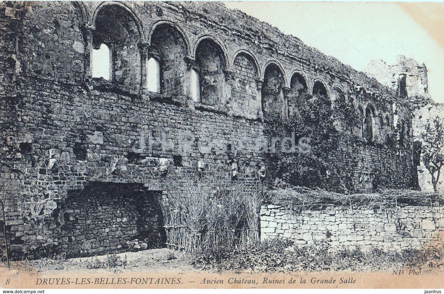 Druyes Les Belles Fontaines - Ancien Chateau - Ruines de la Grande Salle - 8 - old postcard - 1906 - France - used - JH Postcards