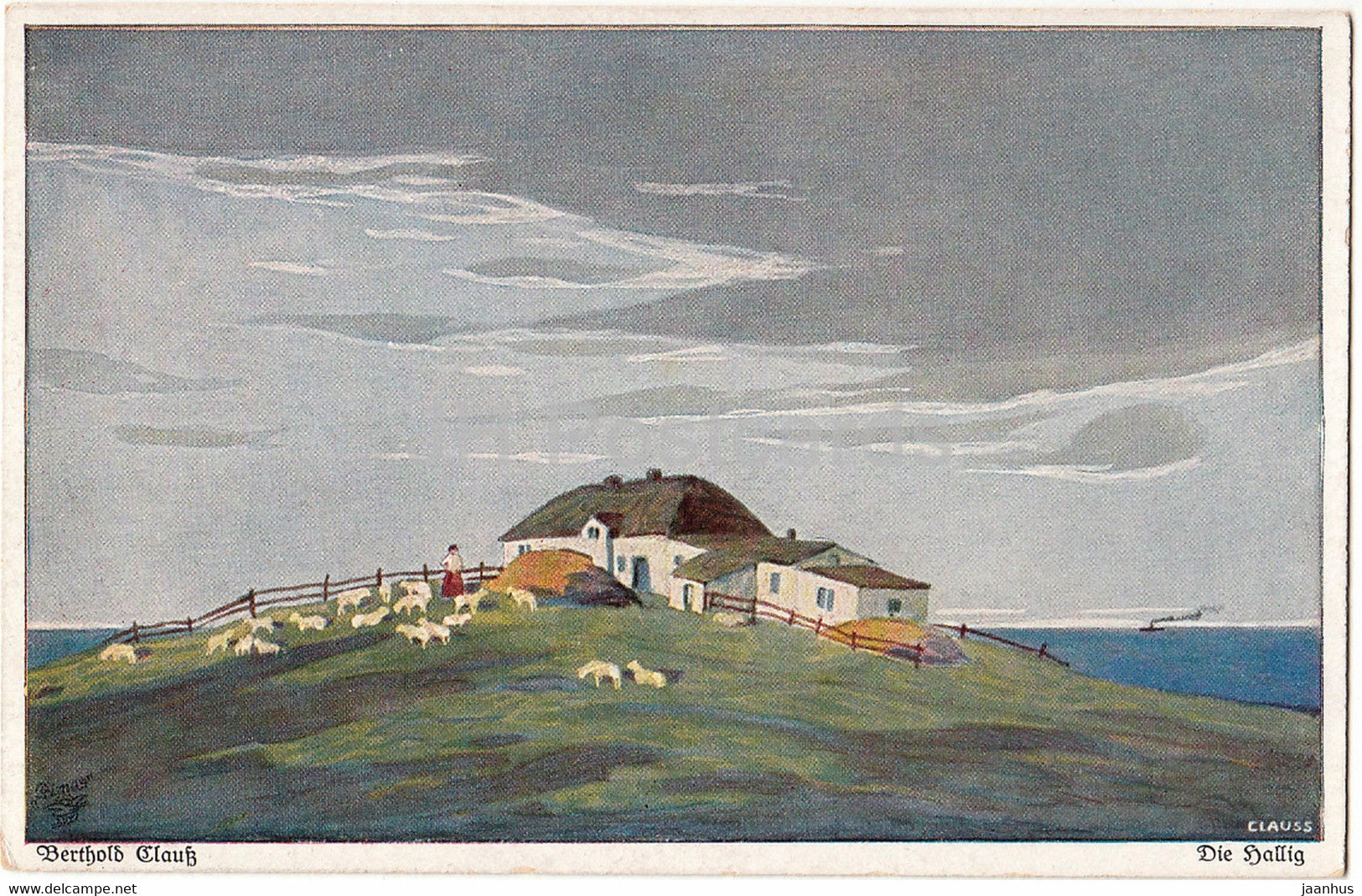 painting by Berthold Clauss - Die Hallig - Primus - 3110 - German art - old postcard - Germany - unused - JH Postcards