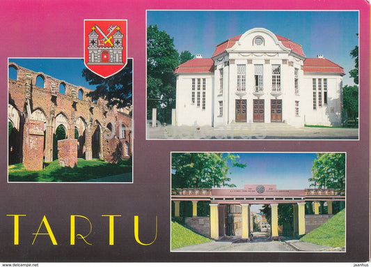 Tartu - Angels Bridge - Old Vanemuine Theatre - Dome Cathedral Ruins - Estonia - unused - JH Postcards