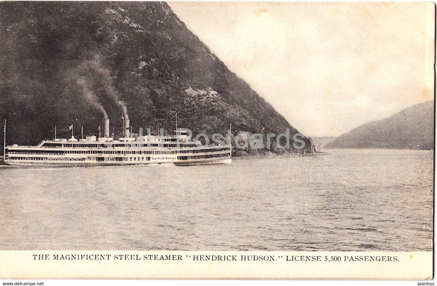 The Magnigicent Steel Steamer Hendrick Hudson - License 5500 Passengers - ship - old postcard - United Kingdom - unused - JH Postcards