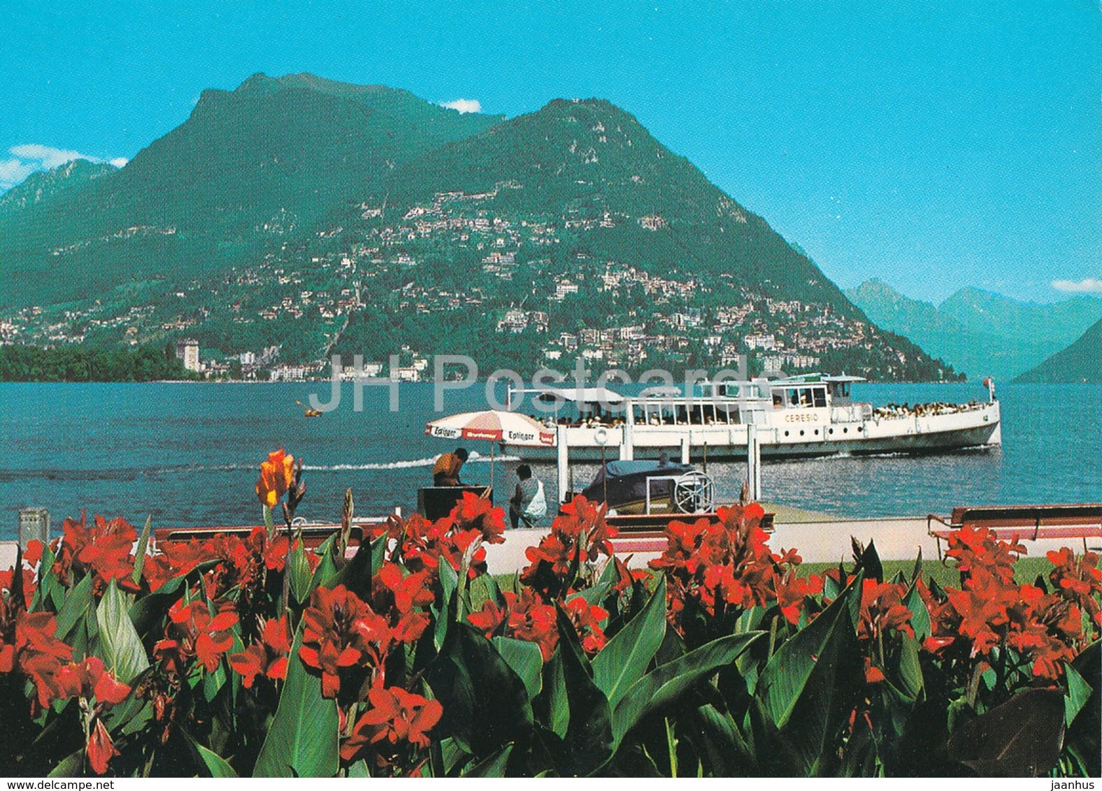 Lugano - Vista sul Monte Bre e Monte Boglia -  passenger boat MS Ceresio - Switzerland - used - JH Postcards