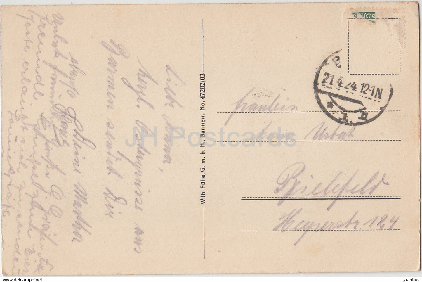 Barmen - Tolleturm - 47202 - alte Postkarte - 1924 - Deutschland - gebraucht