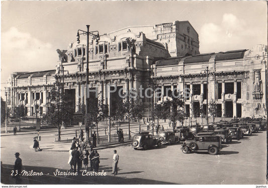 Milano - Milan - Stazione Centrale - cars - railway station - 23 - old postcard - 1950 - Italy - used - JH Postcards