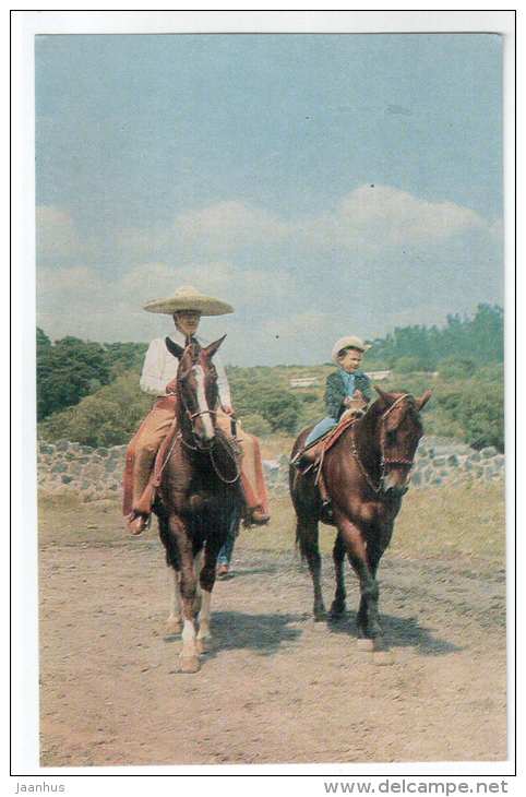 Roads of Mexico - horses - 1970 - Mexico - unused - JH Postcards