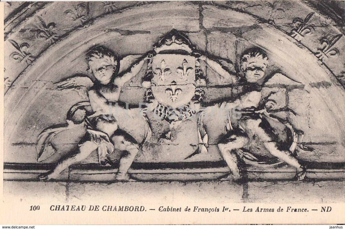 Chateau de Chambord - Cabinet de Francois Ier - Les Armes de France - castle - 100 - old postcard - France - unused