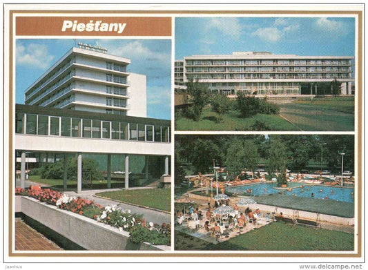 Piestany - spa house Balnea Grand and Balnea Splendid - swimming pool - Czechoslovakia - Slovakia - used 1986 - JH Postcards