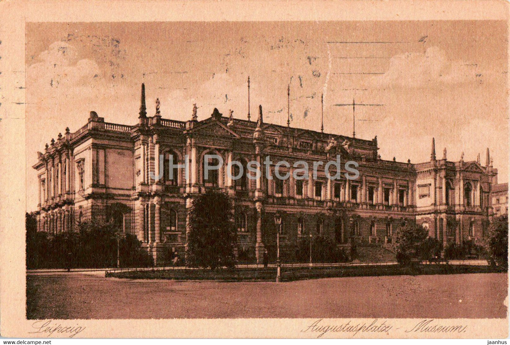 Leipzig - Augustusplatz - Museum - old postcard - 1923 - Germany - used - JH Postcards