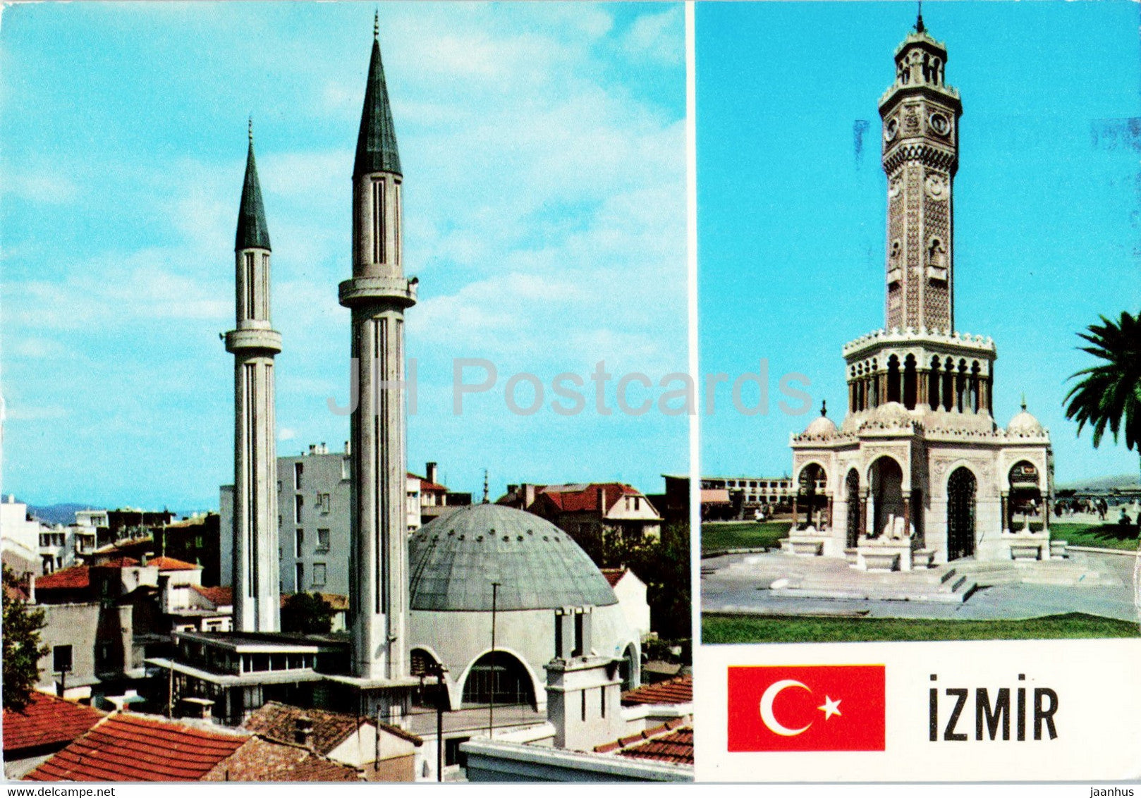 Izmir - The Mosque of Karsiyaka and the clock tower of Konak - Keskin - 411 A - 1971 - Turkey - used - JH Postcards
