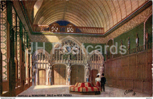 Chateau de Pierrefonds - Salle des Neuf Preuses - Room of the Nine Preuses - castle - old postcard - France - used