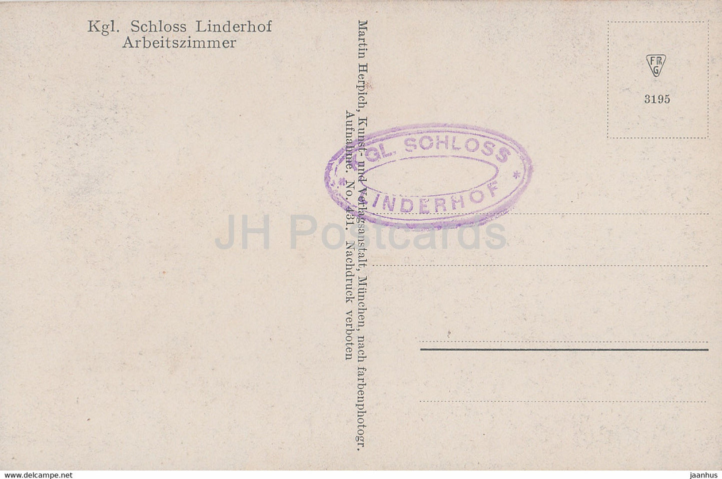 Kgl Schloss Linderhof - Arbeitszimmer - castle - 431 - old postcard - Germany - unused