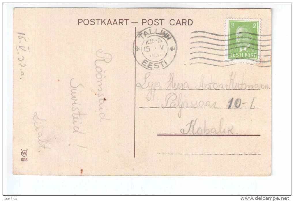 illustration - trees - bower - signed - WO 1016 - old postcard - circulated in Estonia 1937 Tallinn - used - JH Postcards