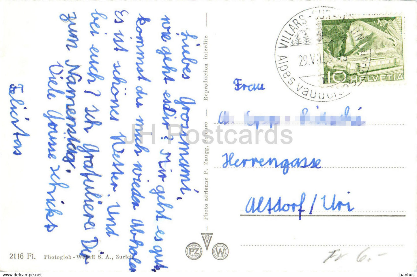 Arveyes - Villars et le Chamossaire - 2116 - carte postale ancienne - 1959 - Suisse - occasion