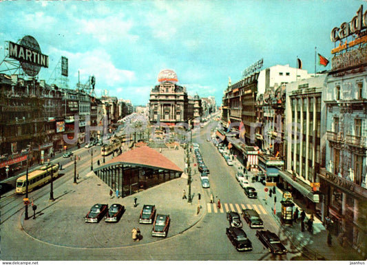 Bruxelles - Brussels - Place de Brouckere - square - tram - car - 8069 - 1962 - Belgium - used - JH Postcards
