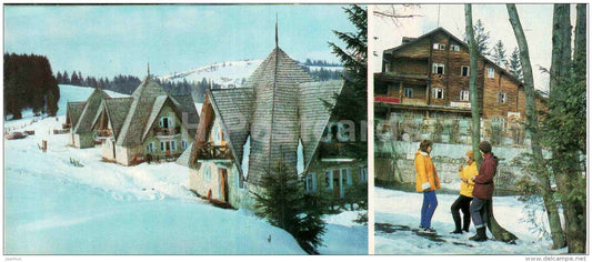 tourist base Pereval and Edelweiss - Carpathian Mountains - 1984 - Ukraine USSR - unused - JH Postcards