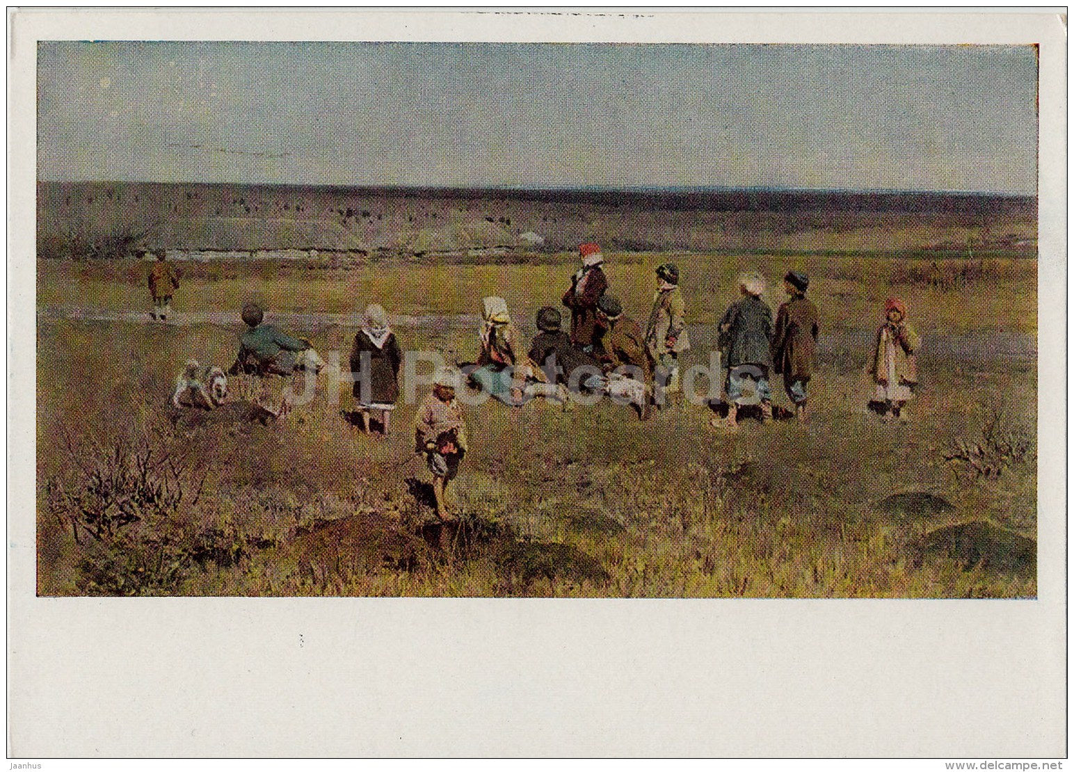 Painting by. A. Stepanov - The cranes are flying , 1891 - children - Russian art - 1965 - Russia USSR - unused - JH Postcards