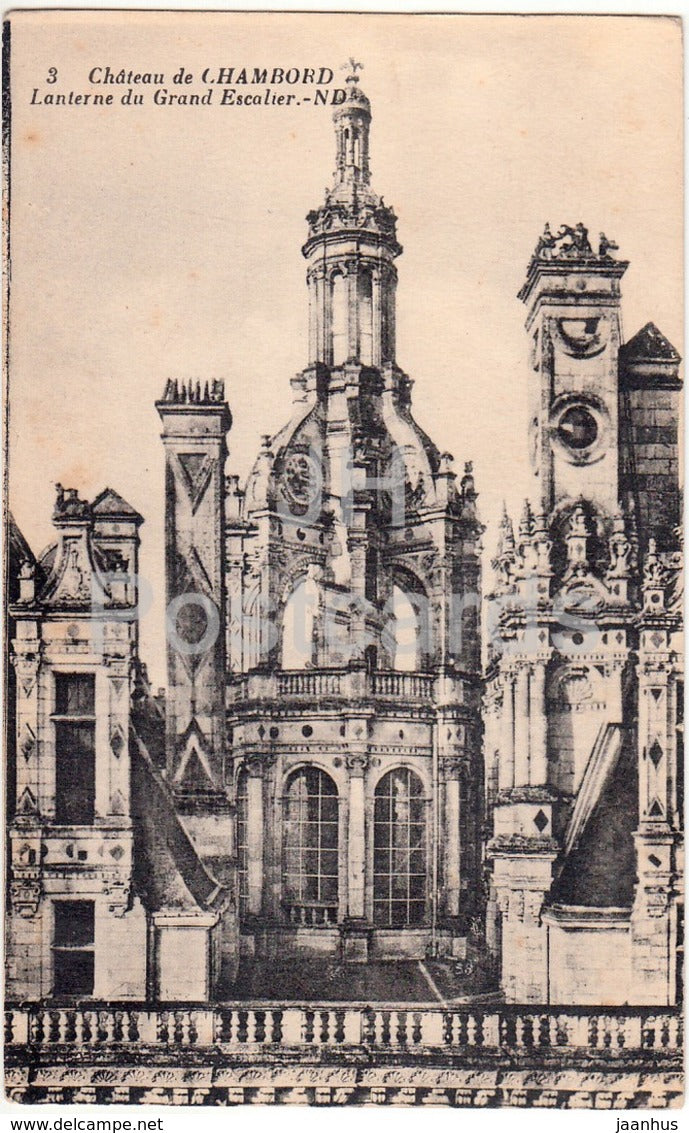 Chateau de Chambord - Lanterne du Grand Escalier - 3 - old postcard - France - unused - JH Postcards