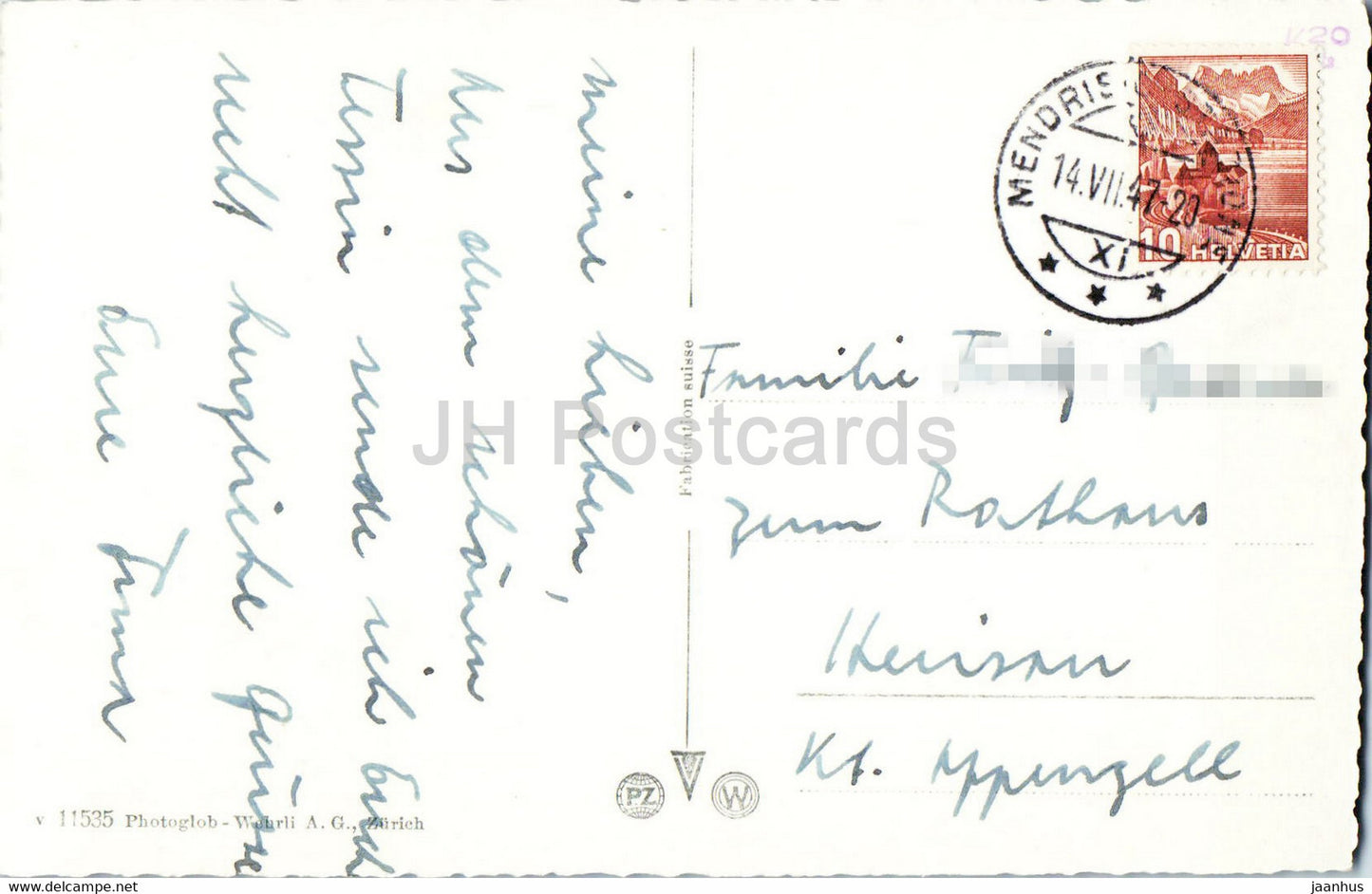 Lago di Lugano - San Salvatore - Boot - 11535 - 1947 - alte Postkarte - Schweiz - gebraucht