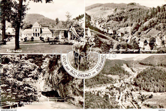 Gruss aus Bad Grund im Oberharz - Kurhaus - Iberger Kaffeehaus - Luftbild - deer - 1 - old postcard - Germany - used - JH Postcards