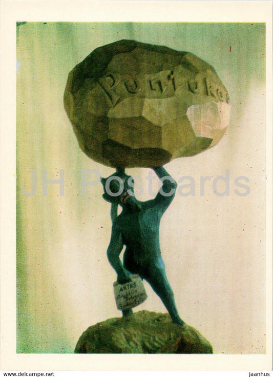 Devil Carries Puntukas Boulder - Devils - Lithuanian art 1973 - Lithuania USSR - unused - JH Postcards