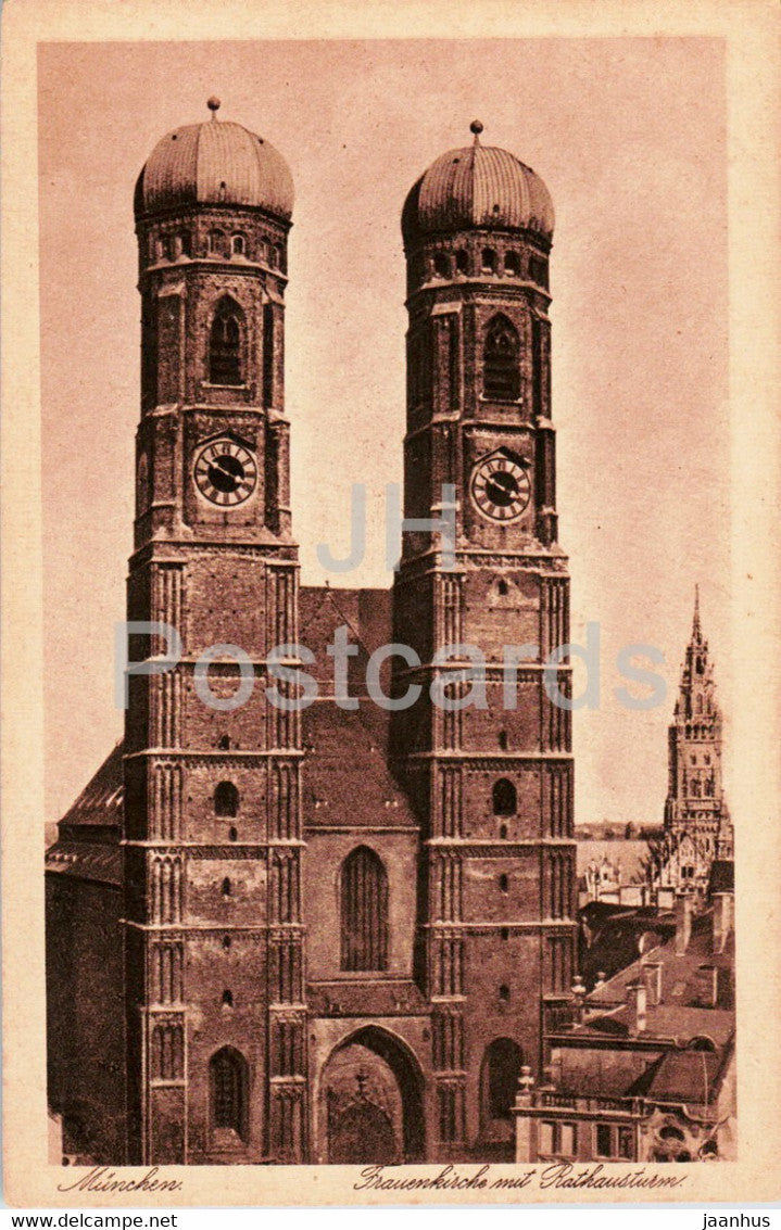 Munchen - Munich - Frauenkirche mit Rathausturm - church - old postcard - Germany - unused - JH Postcards