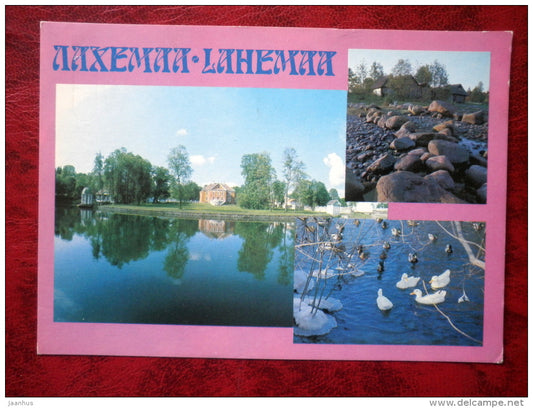 Lahemaa National Park - multiview-card - manor - birds - 1988 - Estonia - USSR - unused - JH Postcards