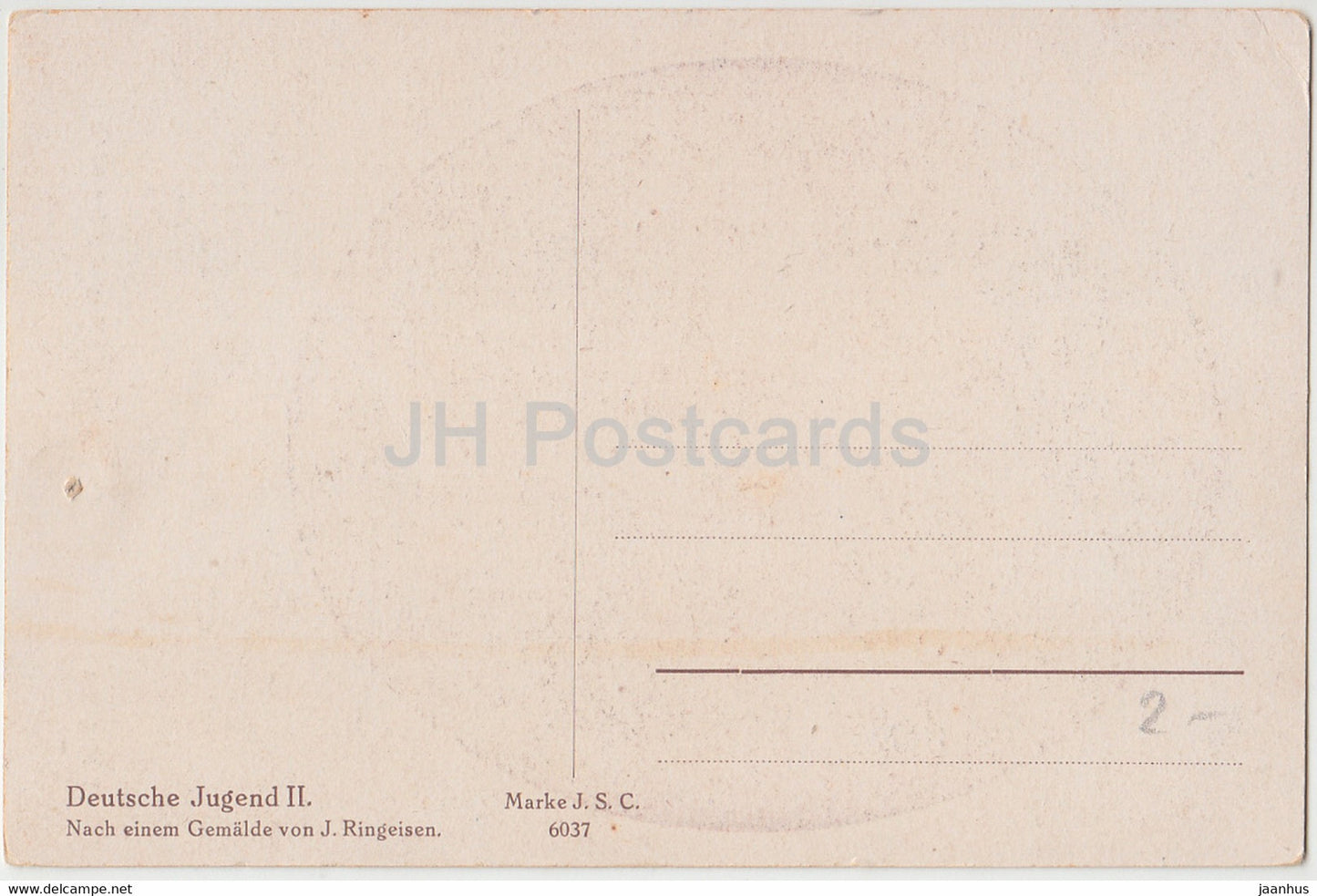 peinture de J. Ringeisen - Deutsche Jugend II - fille - Marke JSC 6037 - Art allemand - carte postale ancienne - Allemagne - inutilisé