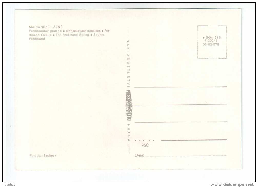 Source Ferdinand - Marianske Lazne - Czech Republic - unused - JH Postcards