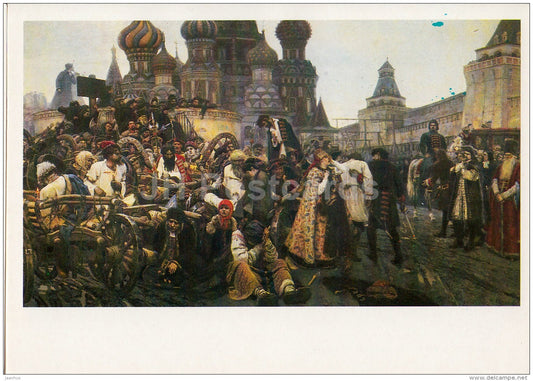 painting by V. Surikov - Strelets execution morning , 1881 - Russian art - 1988 - Russia USSR - unused - JH Postcards