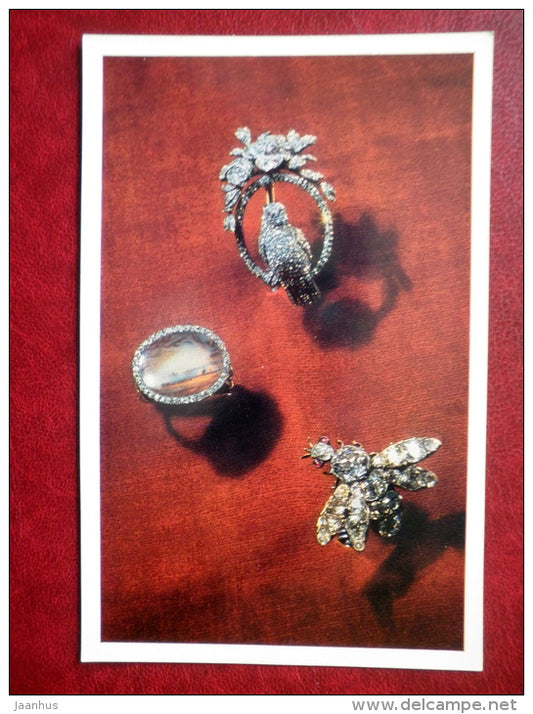 Hairpin-parrot , hairpin-bee , Ring - 18th century - Western European Jewelry - 1971 - Russia USSR - unused - JH Postcards