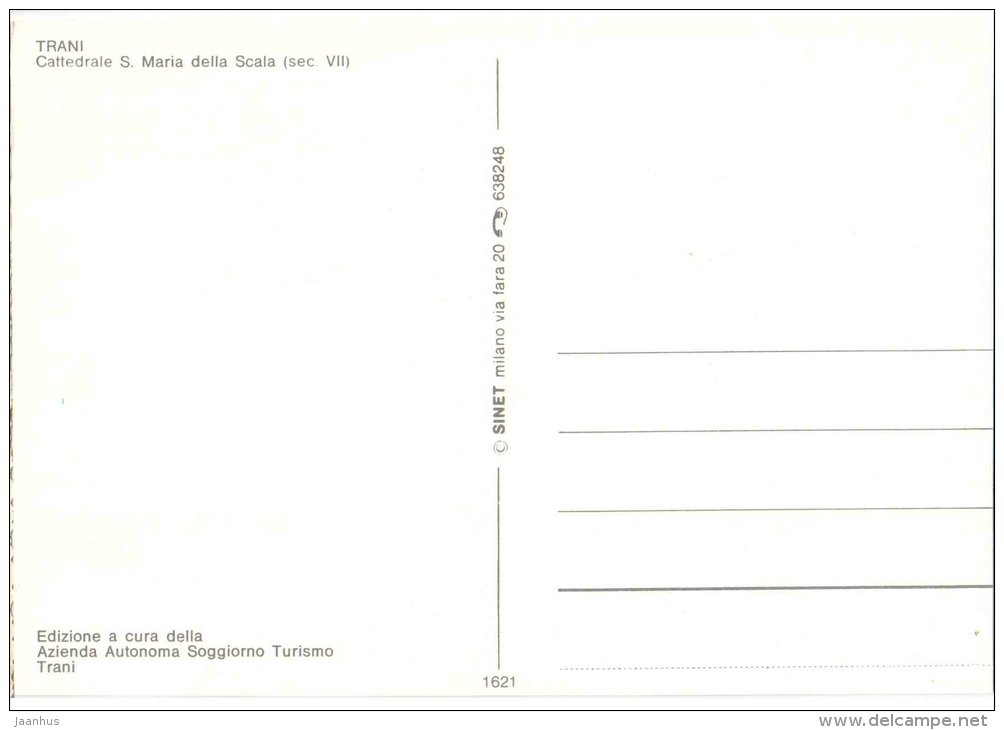 Cattedrale S. Maria della Scala - cathedral - Trani - Puglia - 1621 - Italia - Italy - unused - JH Postcards