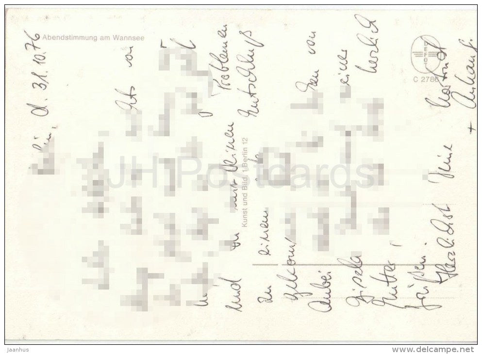 Abendstimmung am Wannsee - Berlin - segelboot - sailing boat - C 2786 - Germany - 1976 gelaufen - JH Postcards