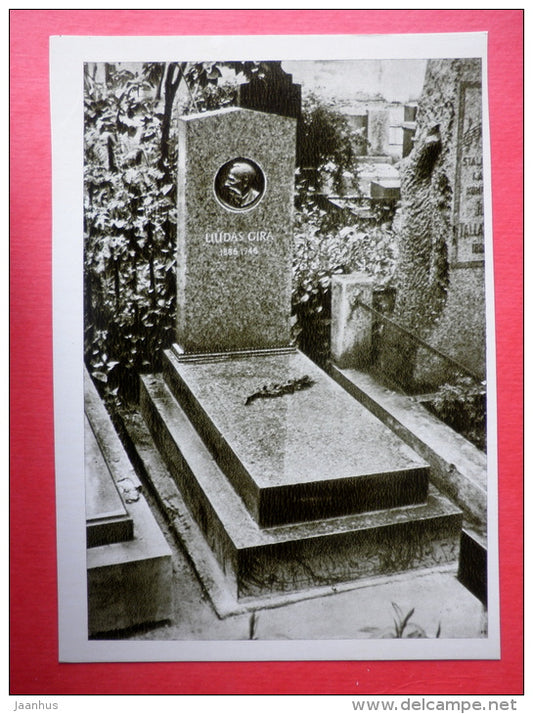 burial monument of L. Giros - Monuments of Lithuanian Writers - 1966 - Lithuania USSR - unused - JH Postcards