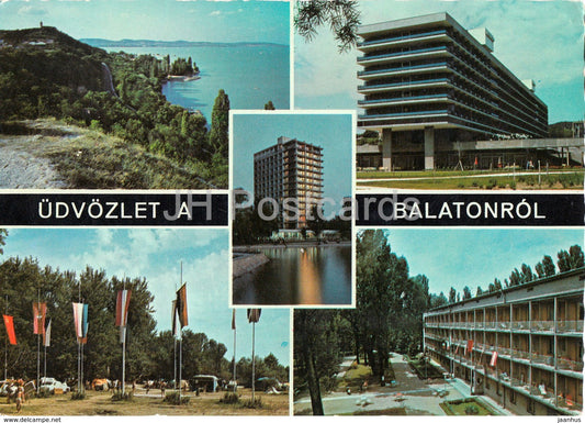 Greetings from lake Balaton - hotel - camping - multiview - Hungary - used - JH Postcards