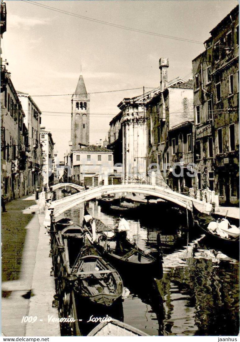 Venezia - Venice - Scorcio - gondola - boat - 1009 - old postcard - 1954 - Italy - used - JH Postcards
