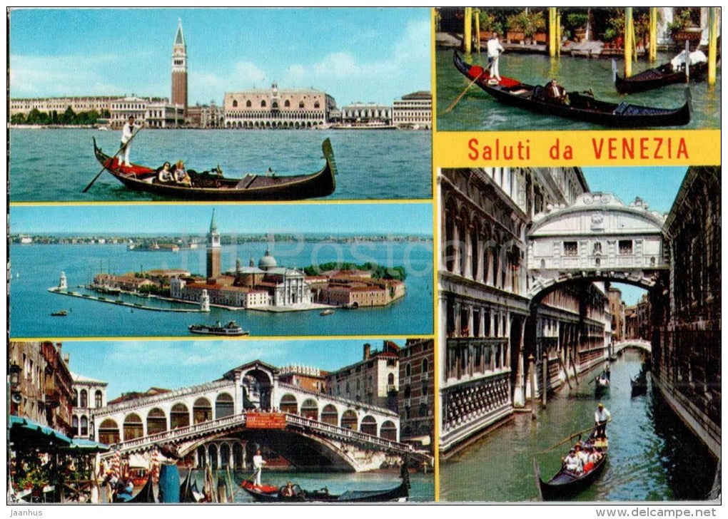 Saluti da Venezia - gondola - Ponte di Rialto - Veneto - 329 - Italia - Italy - sent from Italy to Austria 1971 - JH Postcards