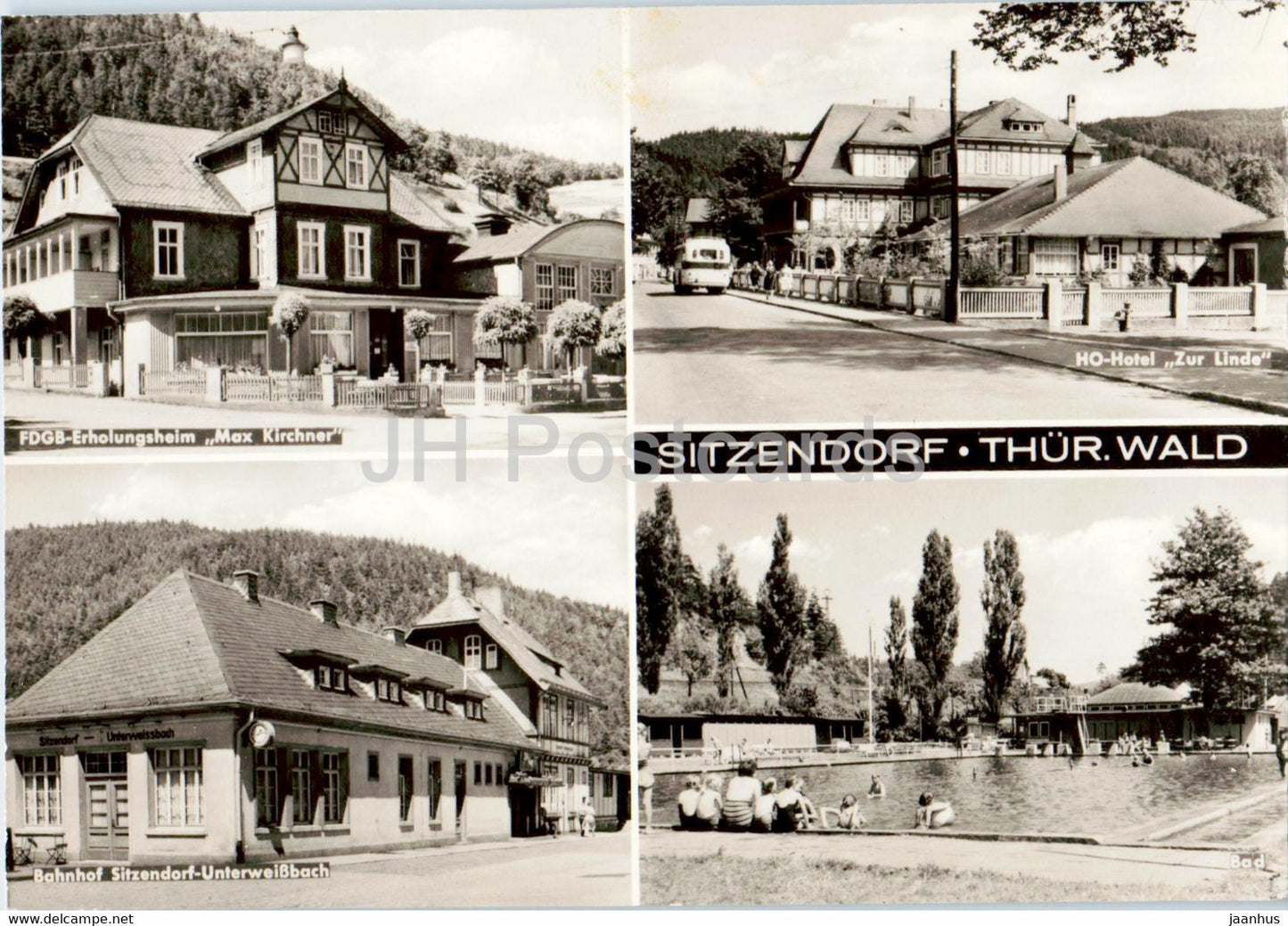 Sitzendorf - Thur Wald - FDGB Erholungsheim Max Kirchner - railway station - old postcard - Germany DDR - unused - JH Postcards