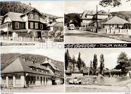 Sitzendorf - Thur Wald - FDGB Erholungsheim Max Kirchner - railway station - old postcard - Germany DDR - unused - JH Postcards