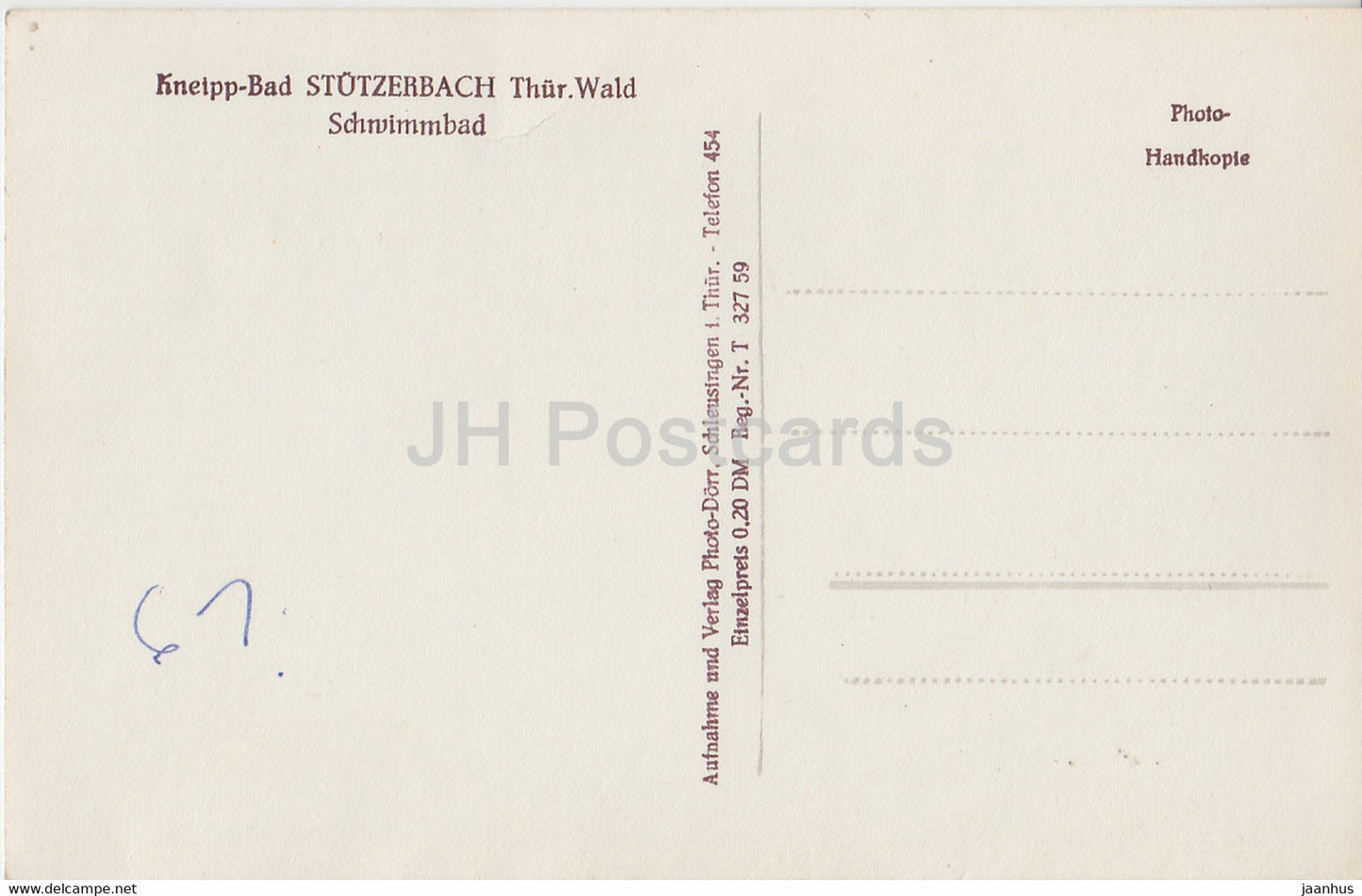 Kneipp Bad Stutzerbach - Schwimmbad - Thur Wald - Germany DDR - unused