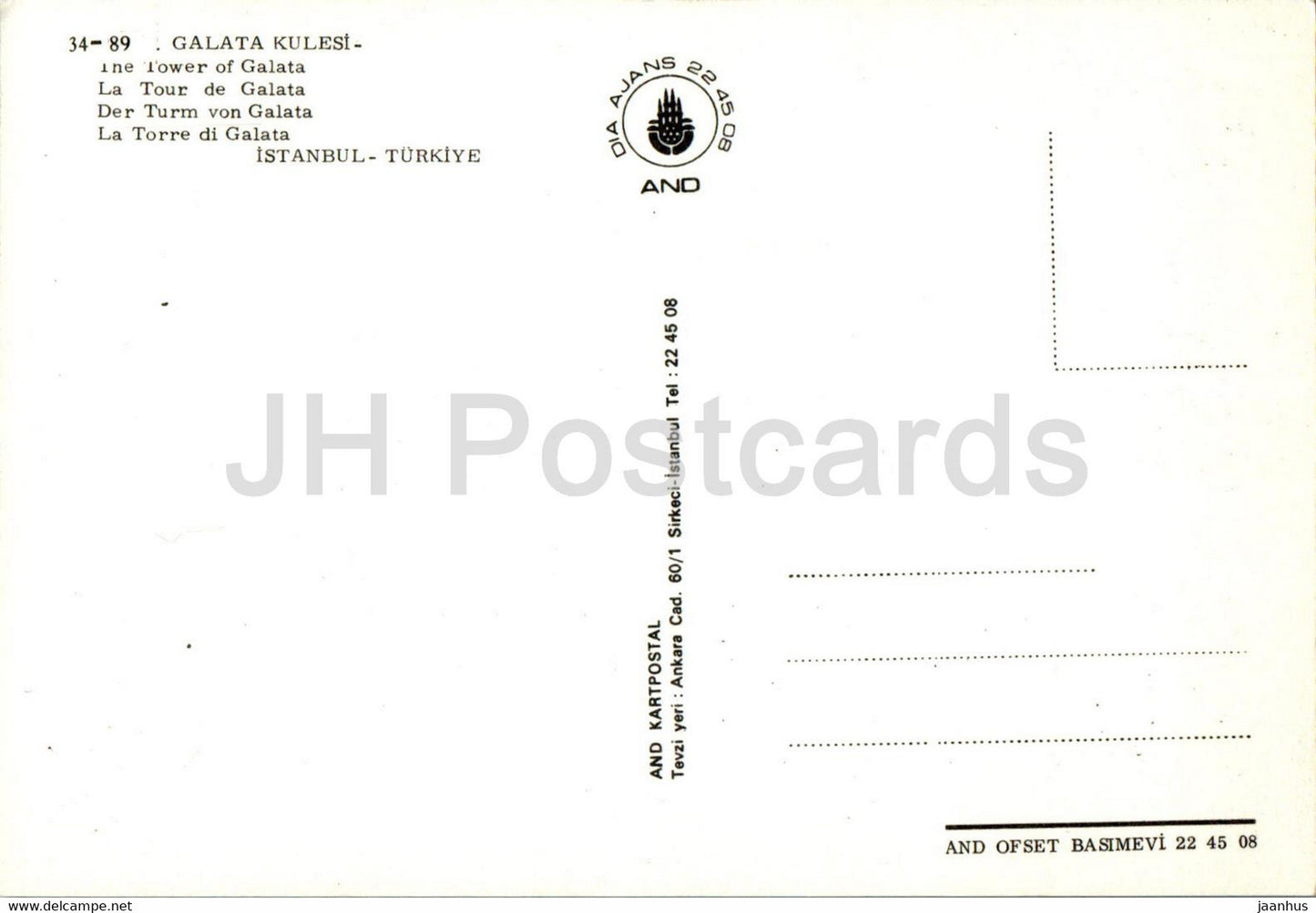 Istanbul - Saheserleri - Galata Kulesi - Galata Tower - 34-89 - Turkey - unused