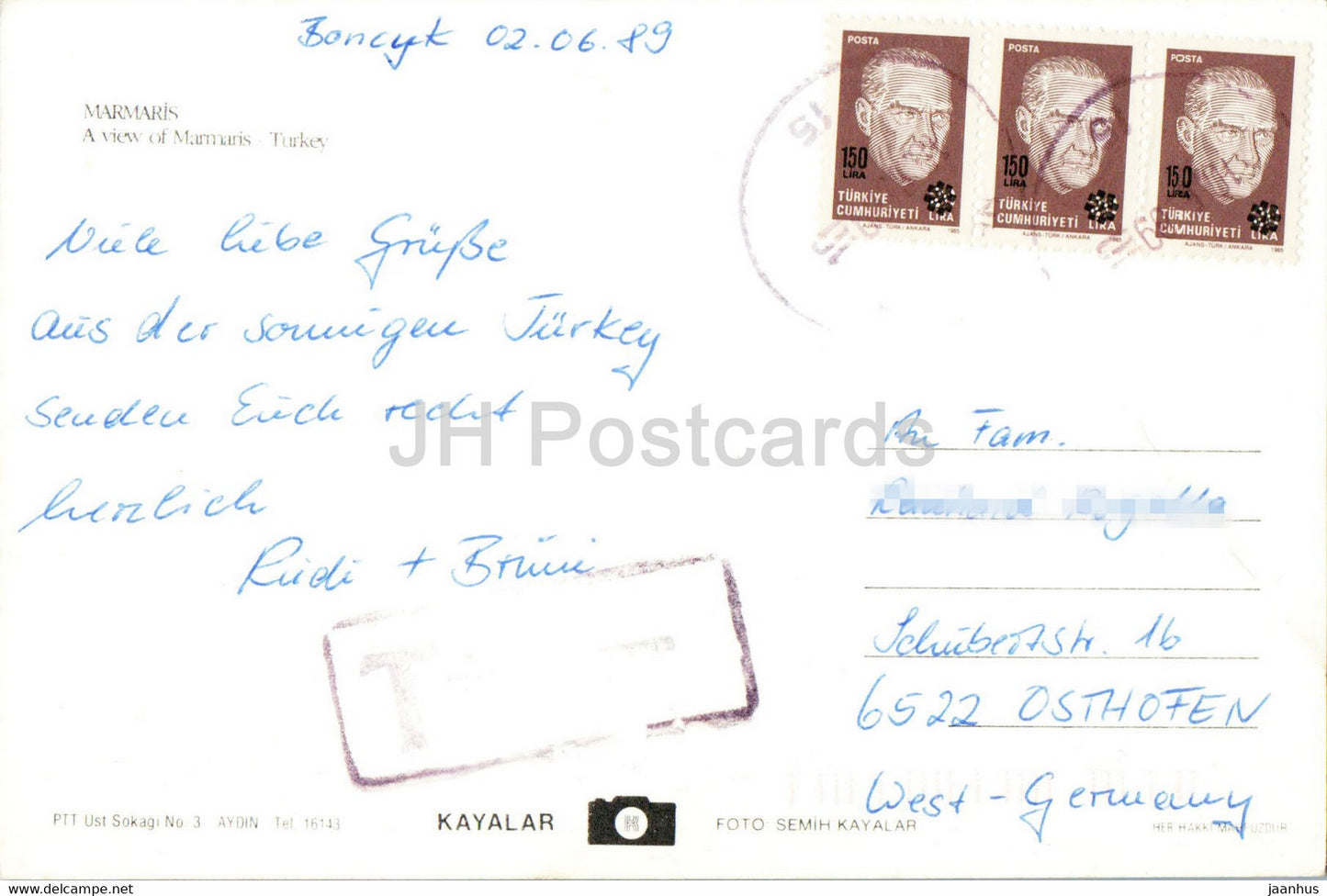 Une vue de Marmaris - Kayalar - 1989 - Turquie - occasion