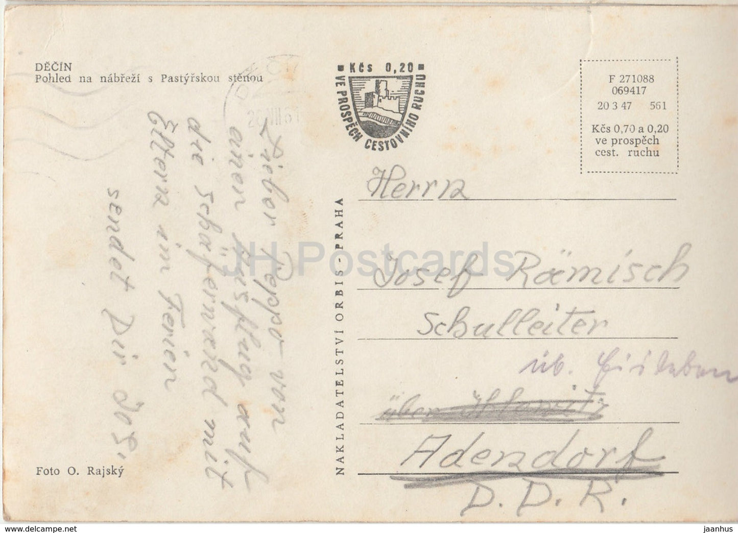 Decin - Blick auf die Mole mit der Pastyrska-Mauer - Boot - Tschechoslowakei - Tschechische Republik - 1961 - gebraucht