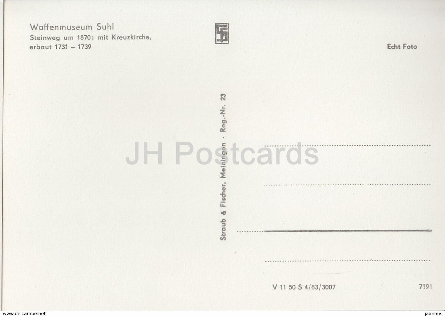 Steinweg um 1870 - Kreuzkirche - church - Waffenmuseum Suhl - DDR Germany - unused