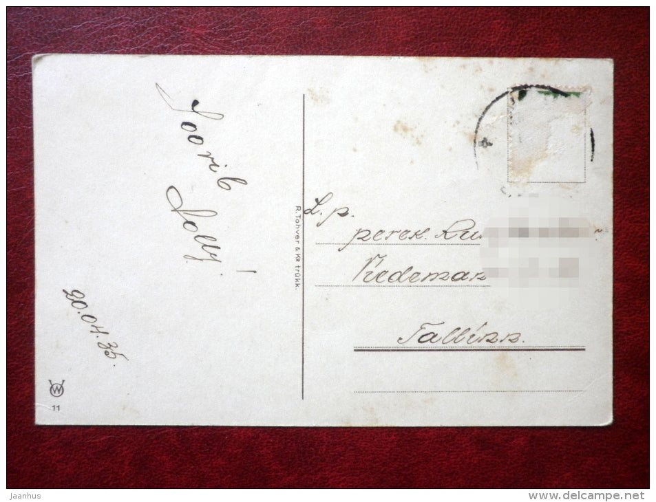 Easter Greeting Card - dogs - eggs - 11 - circulated in 1935 - Estonia - used - JH Postcards