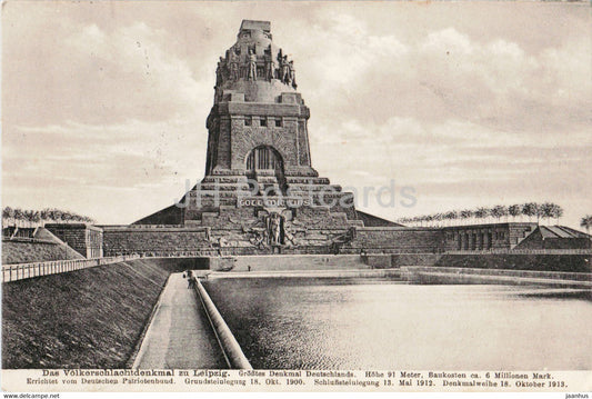 Das Volkerschlachtdenkmal zu Leipzig - monument - old postcard - 1914 - Germany - used - JH Postcards
