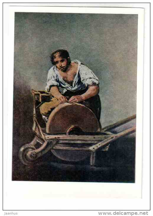 painting by Francisco Goya - Knife Grinder , 1812 - spanish art - unused - JH Postcards